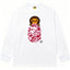 BAPE Style Baby Milo Peeking on Camo Ape Head Long-Sleeve Tee - White/Pink