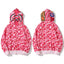 BAPE Style Camo Shark Full-Zip Hoodie - Pink