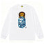 BAPE Style Baby Milo Peeking on Camo Ape Head Long-Sleeve Tee - White/Blue