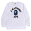 BAPE Style Collegiate Arc Logo & Camo Ape Head Long-Sleeve Tee - White/Blue
