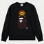 BAPE Style Baby Milo on Dark Leopard Camo Ape Head Long-Sleeve Tee - Black/Dark Leopard