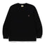 BAPE Style Minimalist Embroidered Ape Head Long-Sleeve Tee - Solid Black