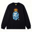 BAPE Style Baby Milo Peeking on Camo Ape Head Long-Sleeve Tee - Black/Blue