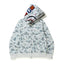 BAPE Style Camo Shark Full-Zip Hoodie - Light Grey/Ice Blue