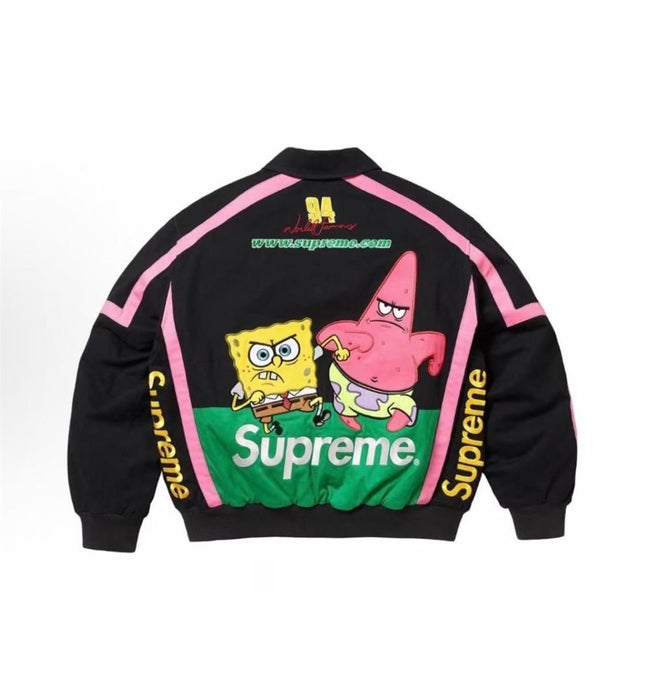 Supreme x SpongeBob SquarePants Graphic Black & Pink Bomber Jacket Main Image