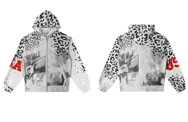 Vale Forever Cheetah Zip Up Hoodie Grey Hover Image