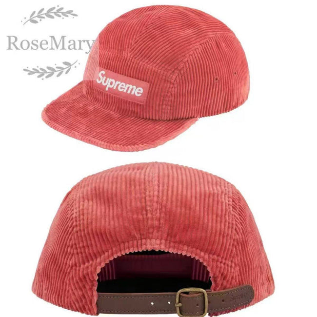 Supreme Red Corduroy 5-Panel Box Logo Camp Cap Hover Image