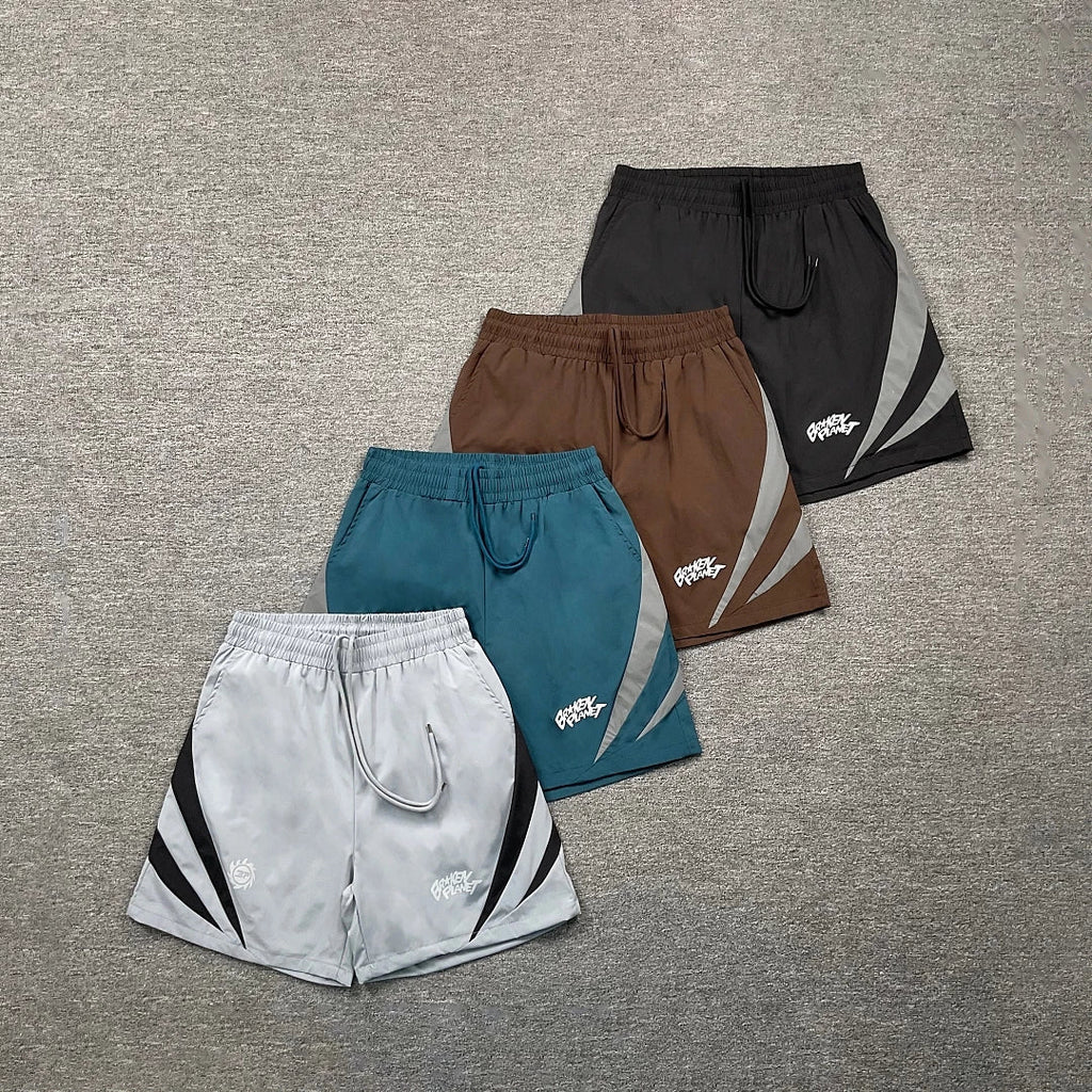 Broken Planet Angular Panel Graffiti Sport Shorts‑4 Colors