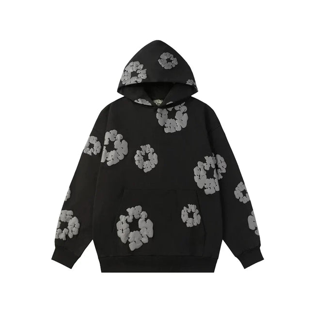 Denim Tears Cotton Wreath Graphic Hoodie - Black / Grey Stealth Edition Hover Image
