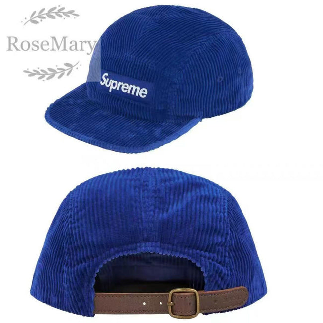 Supreme Royal Blue Corduroy 5-Panel Box Logo Camp Cap Hover Image