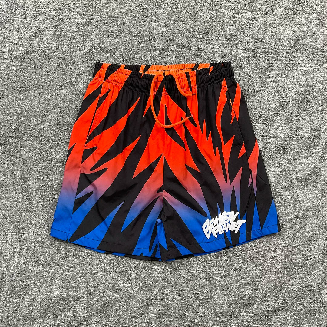 Broken Planet Gradient Abstract Print Quick‑Dry Shorts‑3 Colors