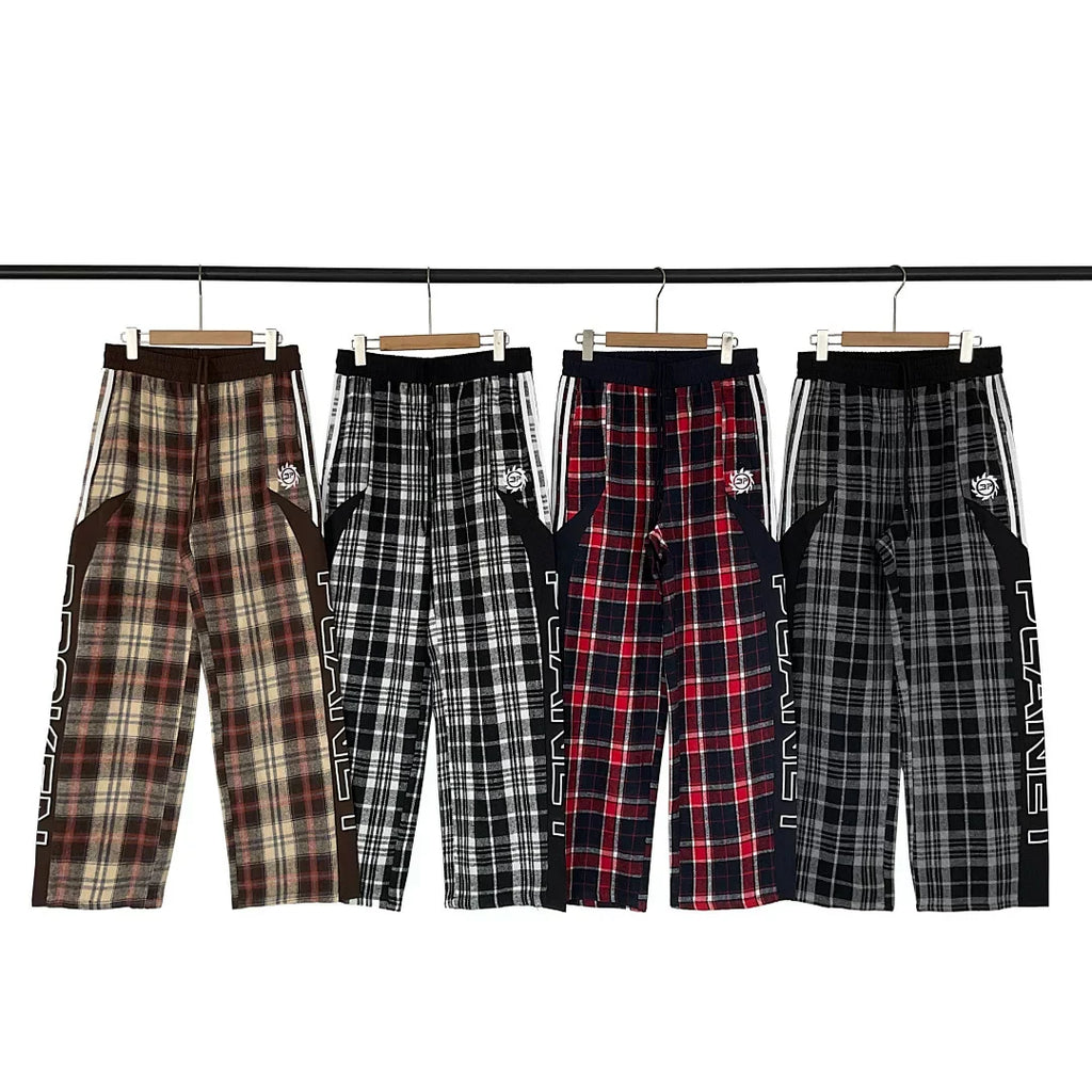 Broken Planet Side Stripe Plaid Wide Leg Pants‑3 Colors