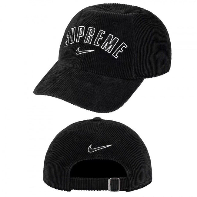 Supreme / Nike Black Corduroy 6-Panel Arch Logo Hat Hover Image