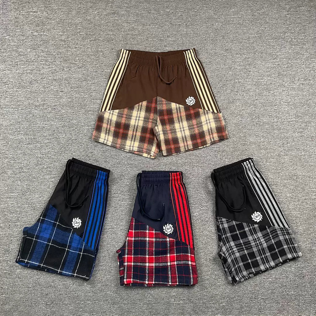 Broken Planet Multi‑Stripe Plaid Patchwork Shorts‑4 Colors