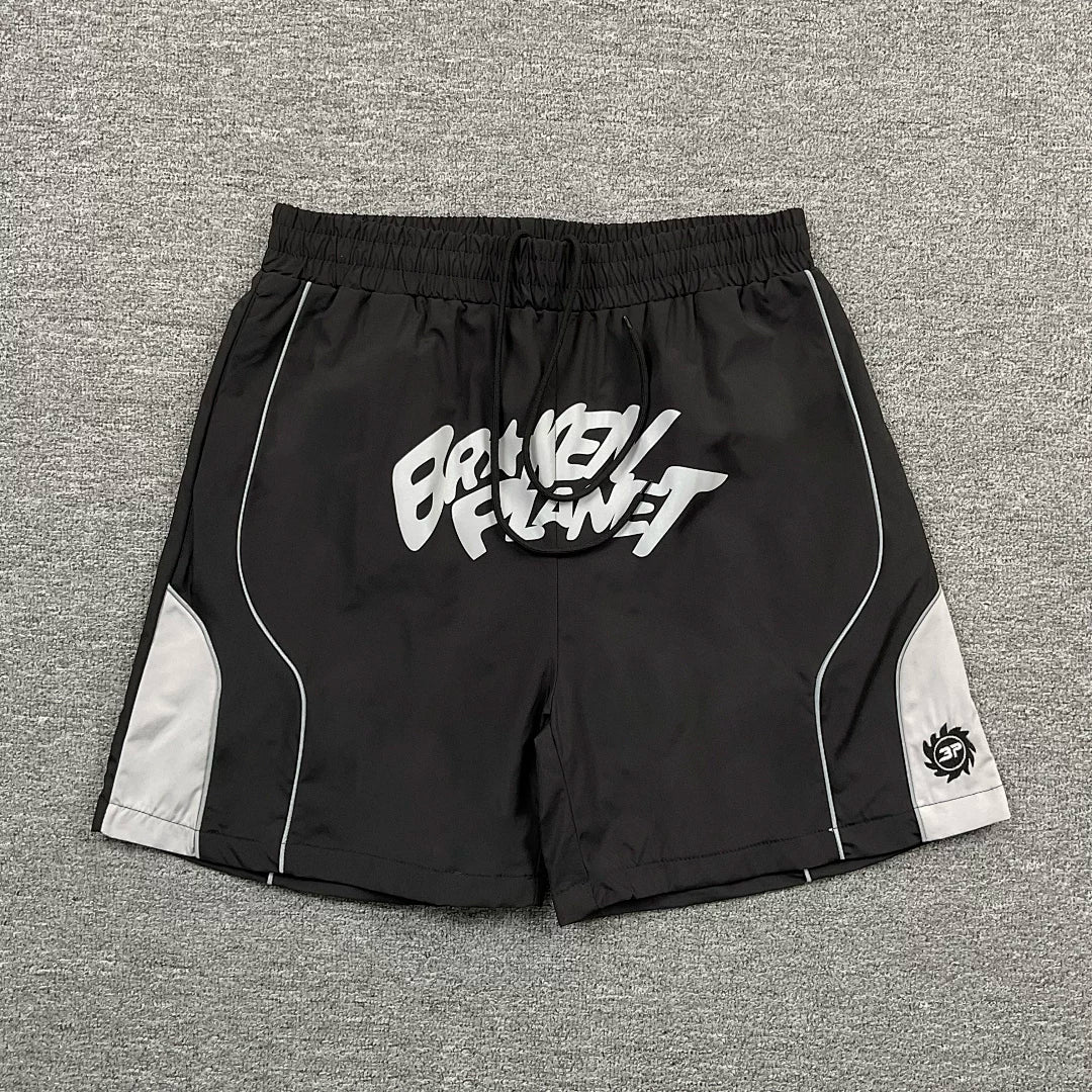 Broken Planet Curved Seam Graffiti Basketball Shorts‑4 Colors