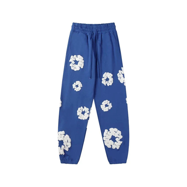 Denim Tears Cotton Wreath Graphic Sweatpants - Royal Blue / Relaxed Streetwear Fit Hover Image
