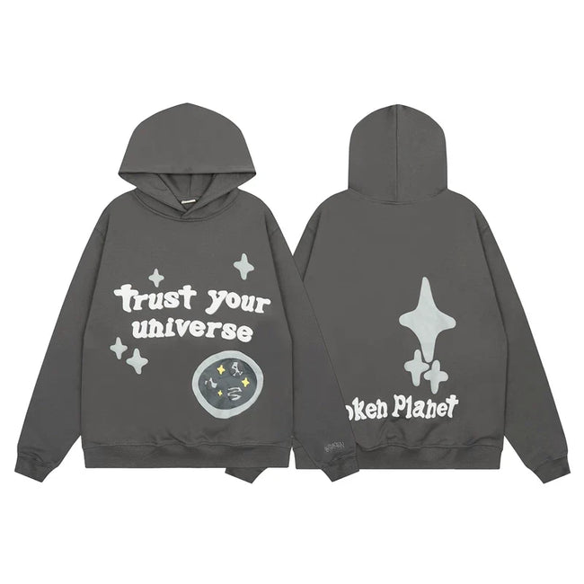 Broken Planet Trust Your Universe Dark Grey Oversized Hoodie Hover Image