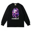 BAPE Style "BY BATHING APE" Camo Ape Head Long-Sleeve Tee - Black/Purple