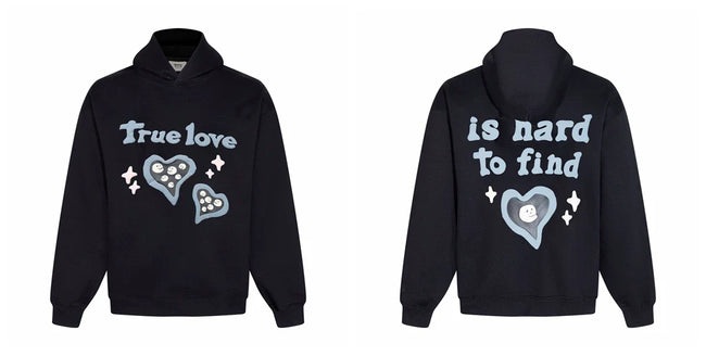 Broken Planet True Love Black Oversized Graphic Hoodie Hover Image
