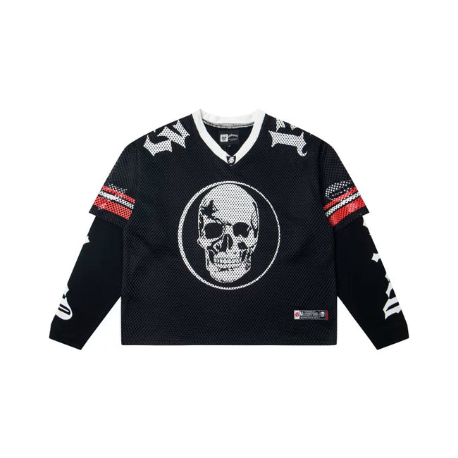 "Godspeed" Layered Mesh Skull Long Sleeve Jersey Hover Image