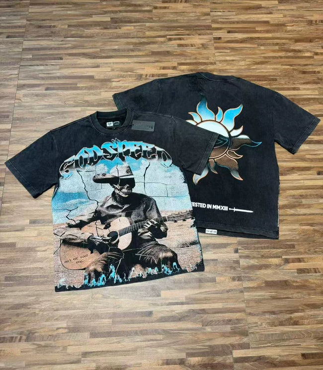 Godspeed Western Cowboy Vintage Graphic T-Shirt – Black Hover Image