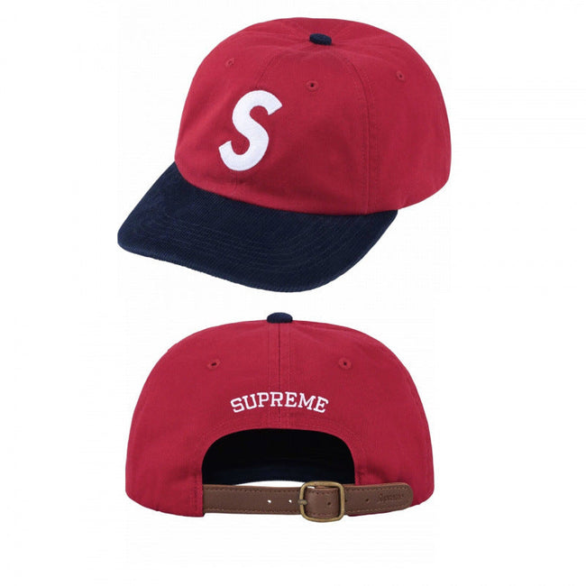 Supreme Red and Navy S Logo 6-Panel Dad Hat Hover Image