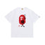 BAPE Style Japanese Kanji & Red Sun Ape Head Short-Sleeve Tee - White