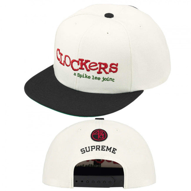 Supreme x Spike Lee Clockers Off-White and Black Snapback Hat Hover Image