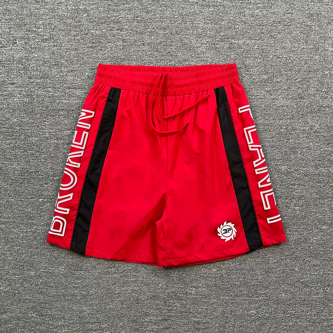 Broken Planet Side Letter Print Color‑Block Sport Shorts (4 Colors)