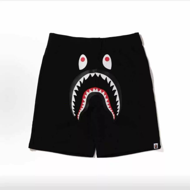 BAPE Style Shark Casual Shorts - Solid Black Hover Image