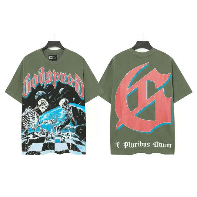 Godspeed Vintage Racing Graphic T-Shirt – Olive Green Hover Image