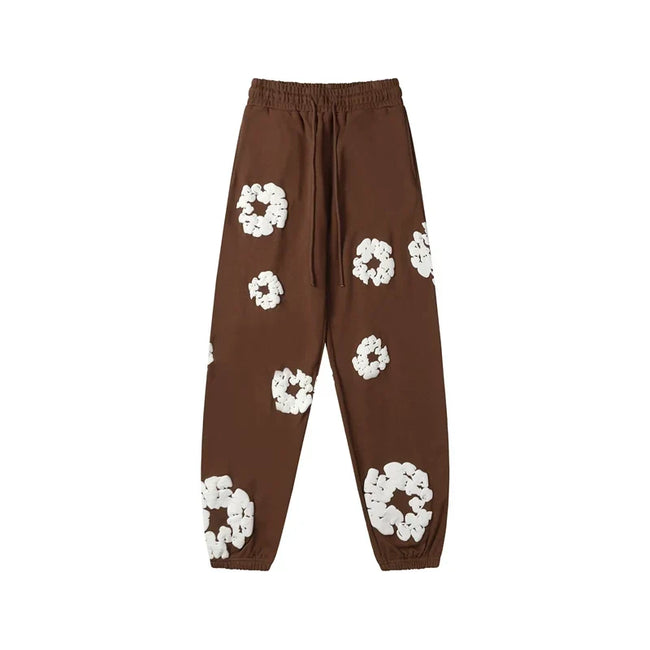 Denim Tears Cotton Wreath Graphic Sweatpants - Brown / Relaxed Streetwear Fit Hover Image