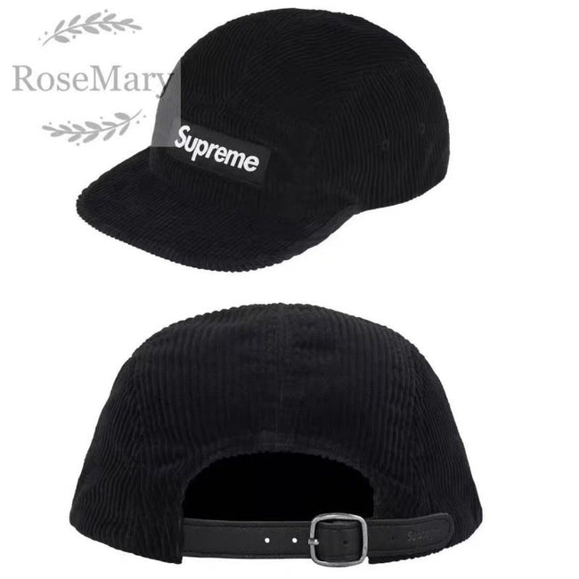 Supreme Black Corduroy 5-Panel Box Logo Camp Cap Hover Image