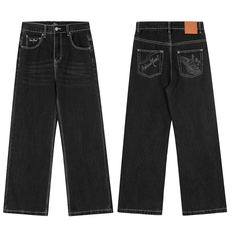 Broken Planet Contrast Stitch Denim Co-ord Set - Black Washed