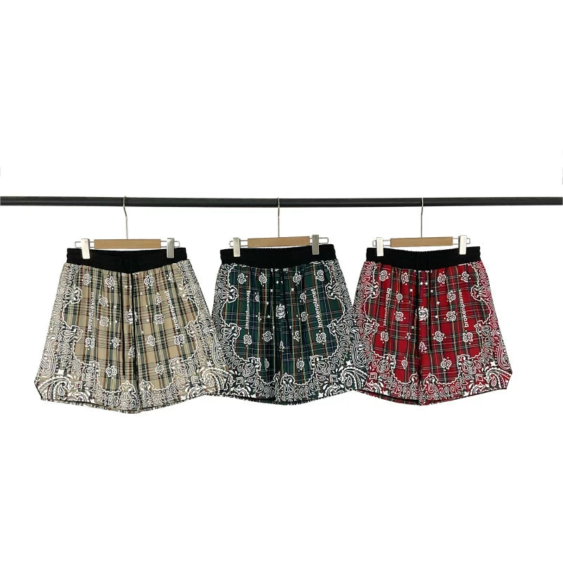 Broken Planet Plaid Bandana Print Nylon Shorts - 3 Colors Available