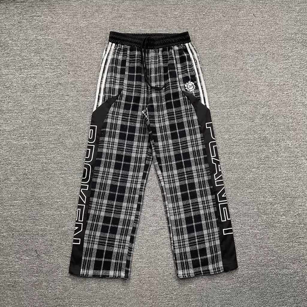 Broken Planet Side Stripe Plaid Wide Leg Pants‑3 Colors