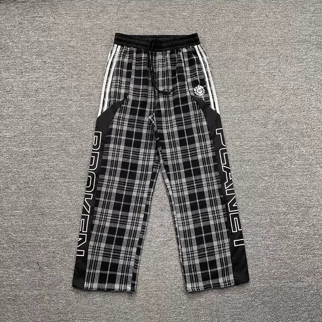 Broken Planet Side Stripe Plaid Wide Leg Pants‑3 Colors