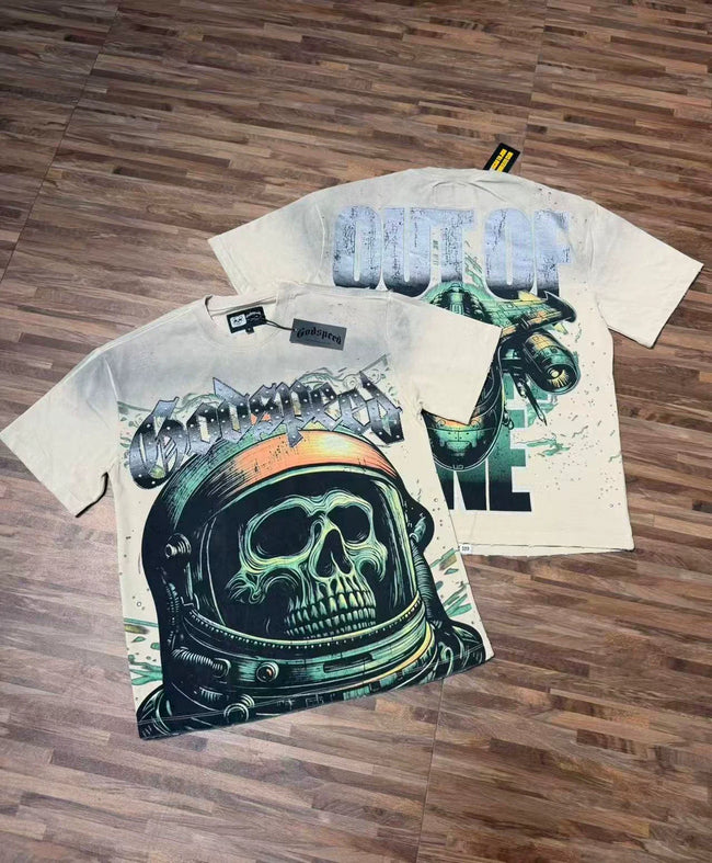 Godspeed Vintage Astronaut Skull Graphic T-Shirt – White Hover Image