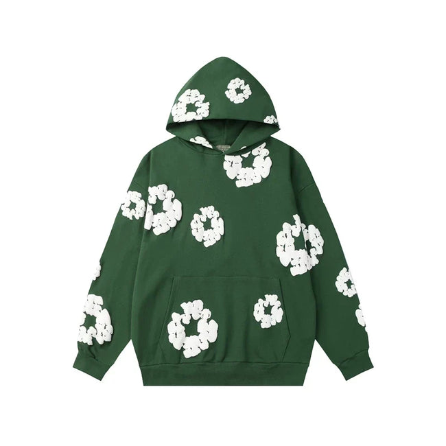 Denim Tears Cotton Wreath Graphic Hoodie - Forest Green / Relaxed Streetwear Fit Hover Image