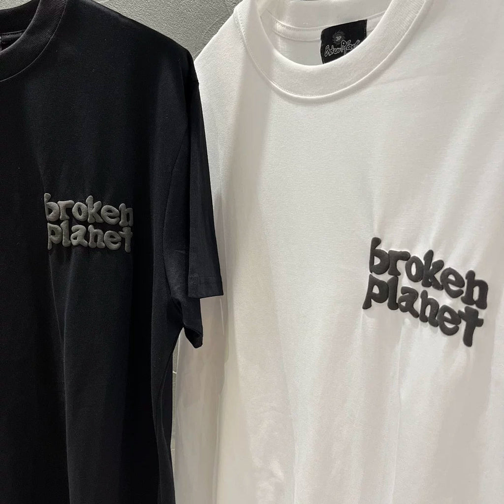 Broken Planet 3D Raised Logo Tee‑Black & White