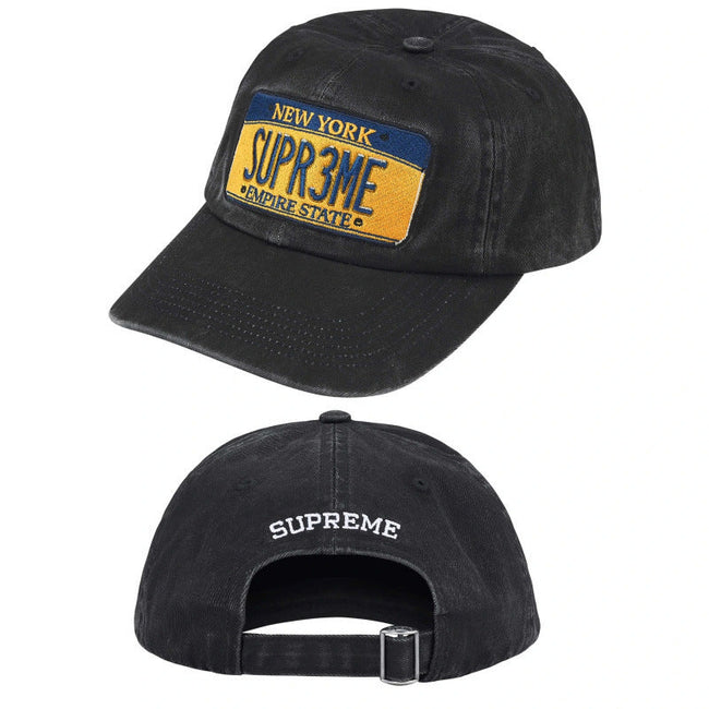 Supreme Black Washed Cotton License Plate 6-Panel Dad Hat Hover Image