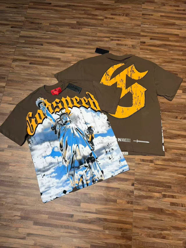 Godspeed Vintage Warrior Graphic T-Shirt – Brown Hover Image