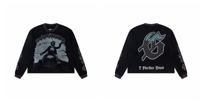 Godspeed "E Pluribus Unum" Figure Graphic Black Long Sleeve Tee Hover Image