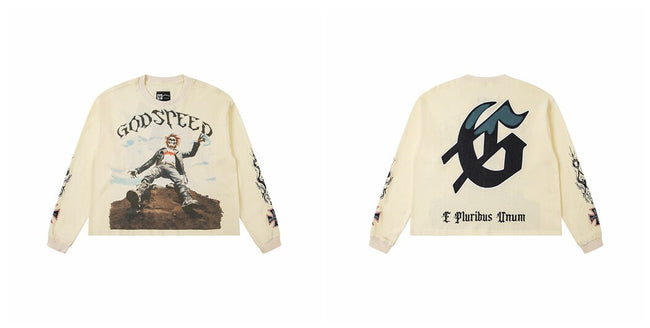 Godspeed "E Pluribus Unum" Figure Graphic Beige Long Sleeve Tee Hover Image