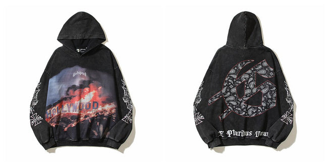 Vintage "Godspeed" Hollywood Graphic Oversized Hoodie Hover Image