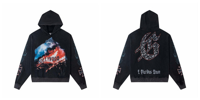 Vintage "Godspeed" Hollywood Burning Oversized Hoodie Hover Image