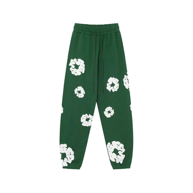 "Denim Tears" Dark Green Floral Pattern Oversized Sweatpants Hover Image