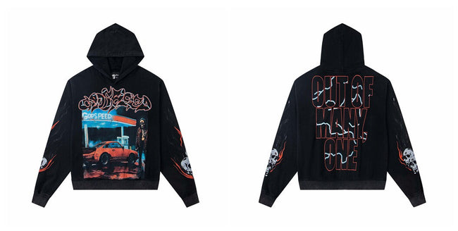 Vintage "Godspeed" Gas Station Car Oversized Hoodie Hover Image