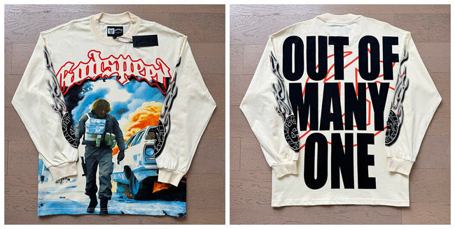 Godspeed "Out of Many, One" Explosion Graphic Beige Long Sleeve Tee Hover Image