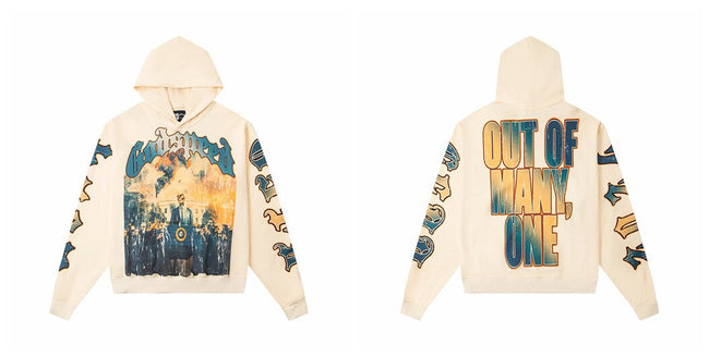 Vintage "Godspeed" White House Chaos Oversized Beige Hoodie Hover Image